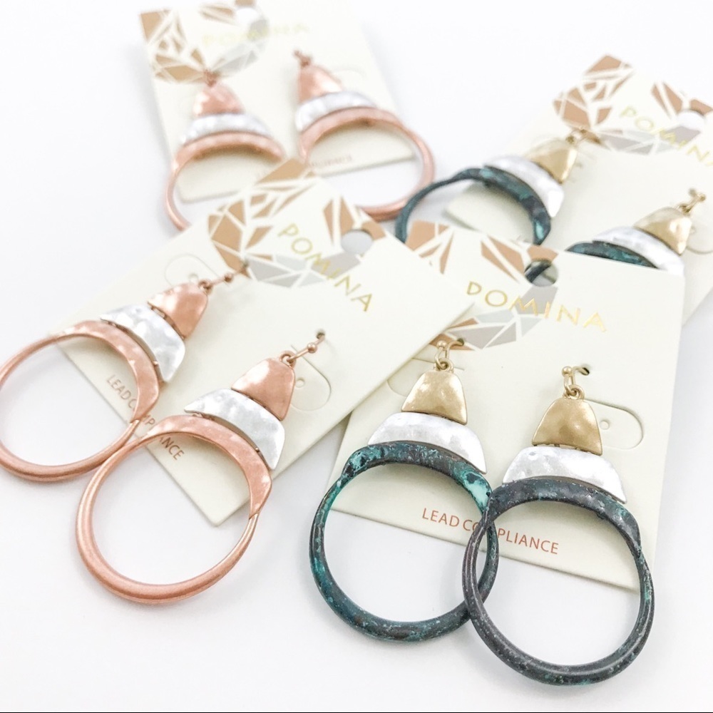 Olivia Hammered Hoop Dangle Earrings